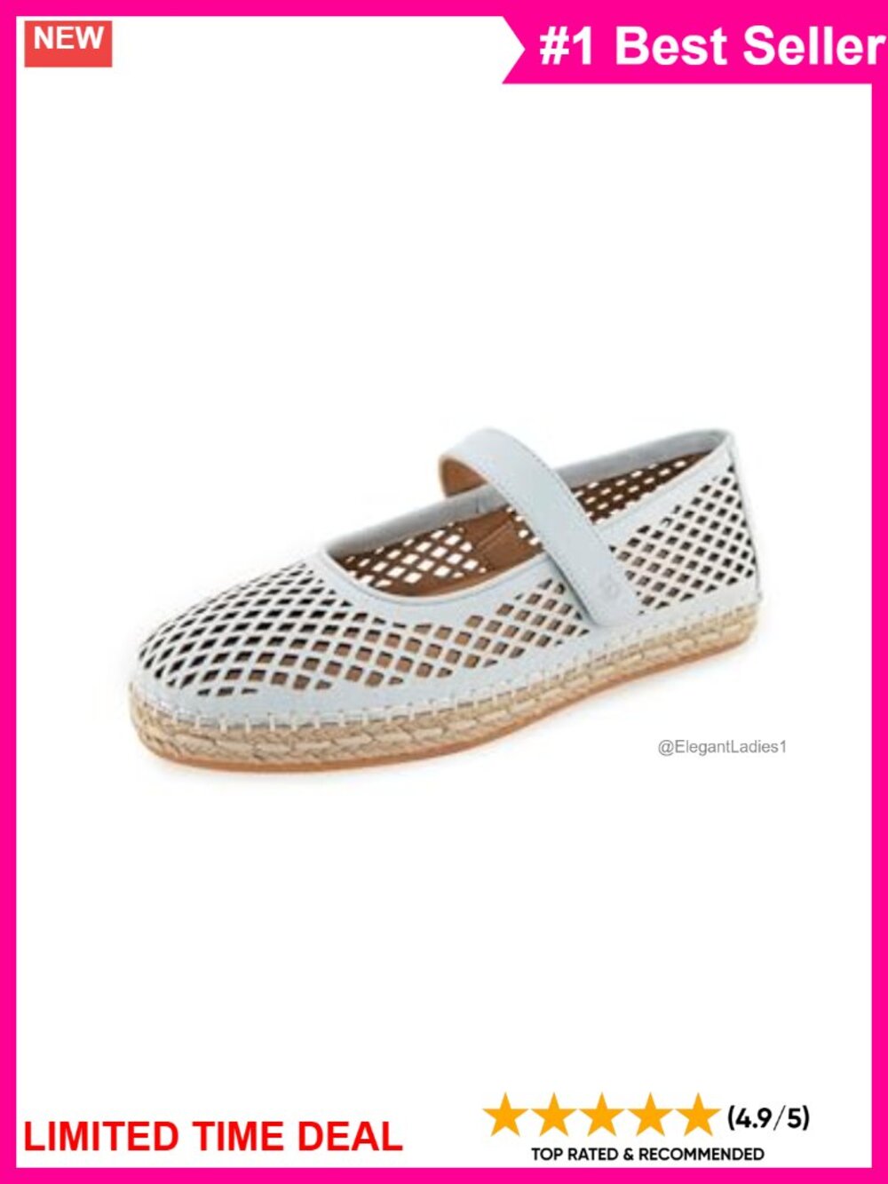Genuine Leather Flats with Breathable Lining and Velcro Closure